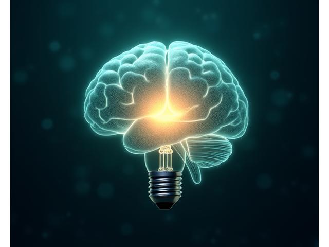 Brain-shaped light bulb with neural connections, symbolizing cognitive function.
